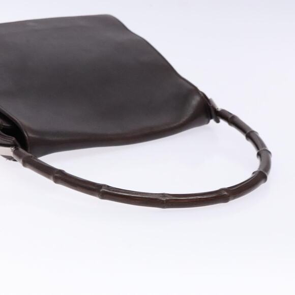 GUCCI Bamboo Shoulder Bag Leather Dark Brown 001 001 - Picture 7 of 16